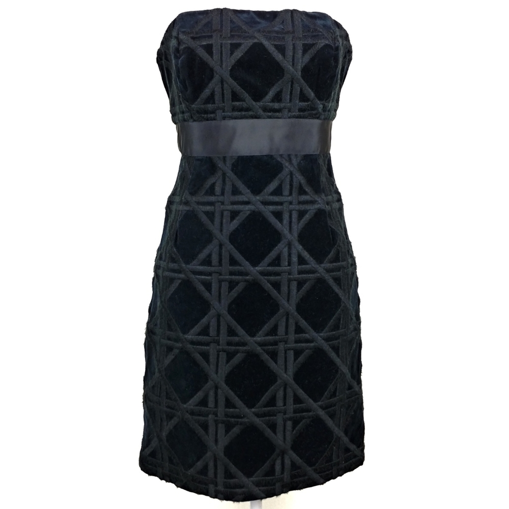Vineyard Vines Carolyn Black Velvet Lattice Strapless Dress 0